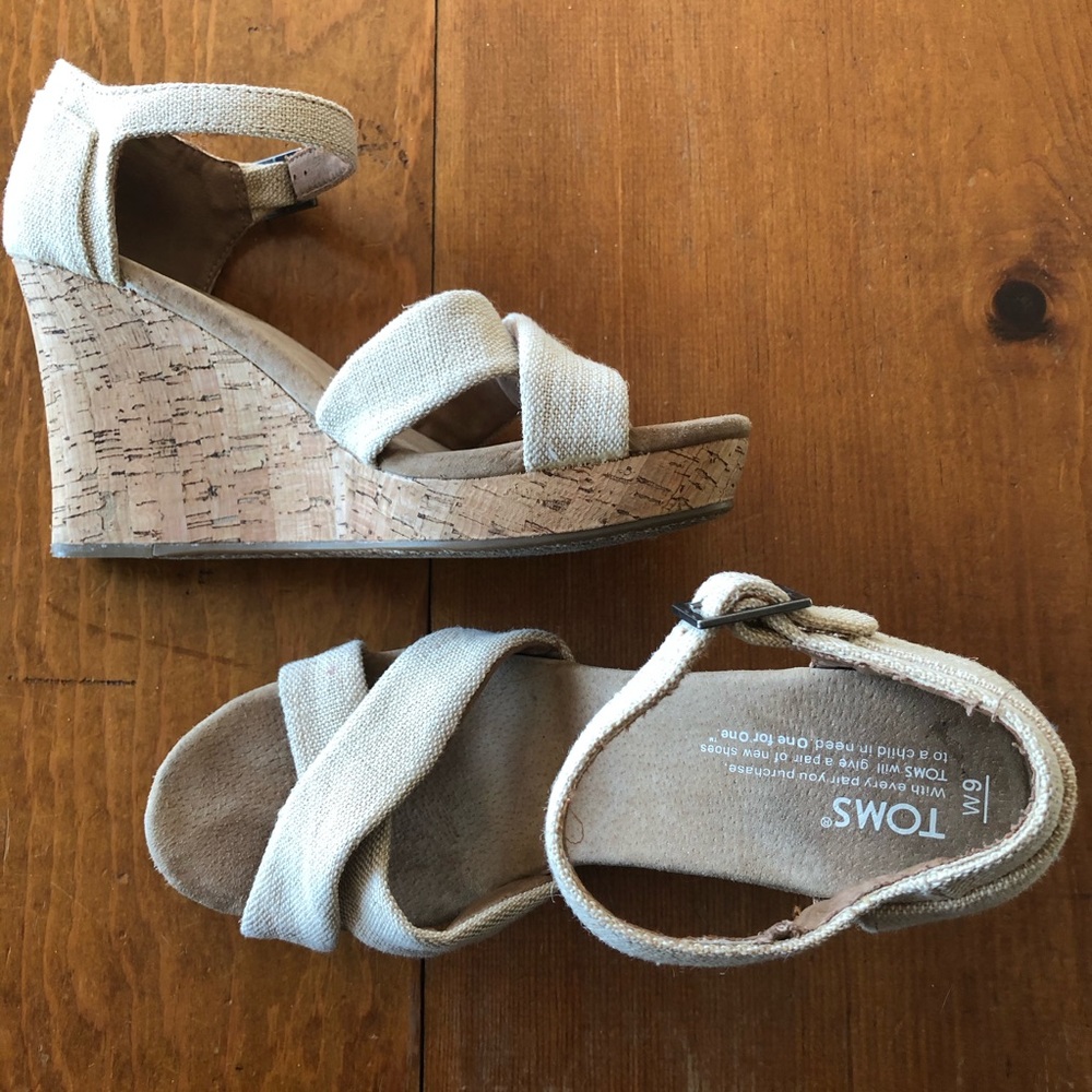 Toms Cork Wedge Sandals